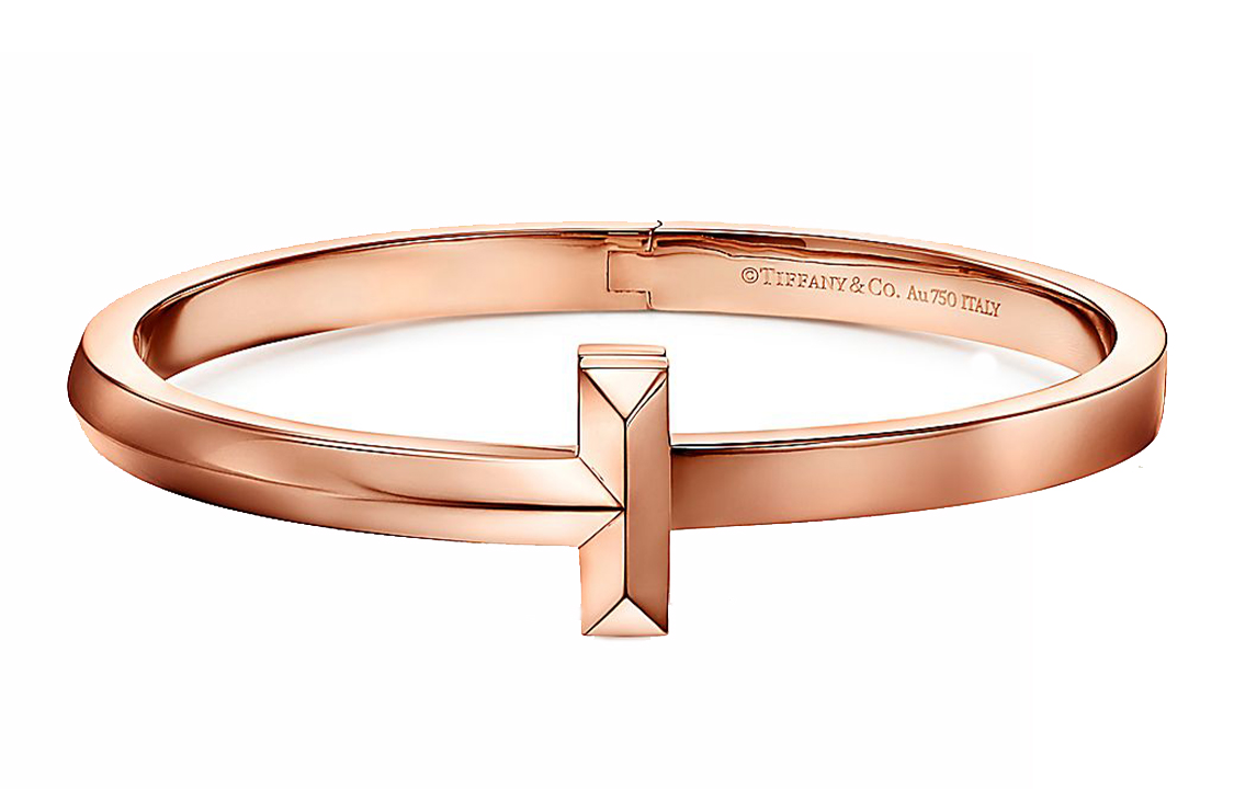 TIFFANY & CO. T Series T1 Gold Bracelet Unisex Couple Design with Engraved Letters GRP11297 圖 2