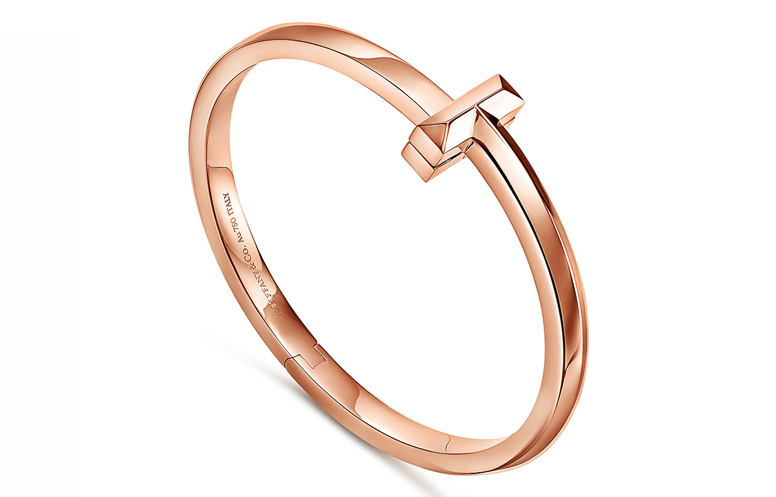 TIFFANY & CO. T Series T1 Gold Bracelet Unisex Couple Design with Engraved Letters GRP11297 圖 5