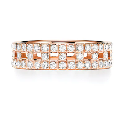 TIFFANY & CO. T Series True 18K Rose Gold Diamond Ring Unisex Couple Style GRP11130