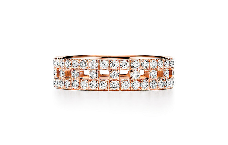TIFFANY & CO. T Series True 18K Rose Gold Diamond Ring Unisex Couple Style GRP11130 圖 2