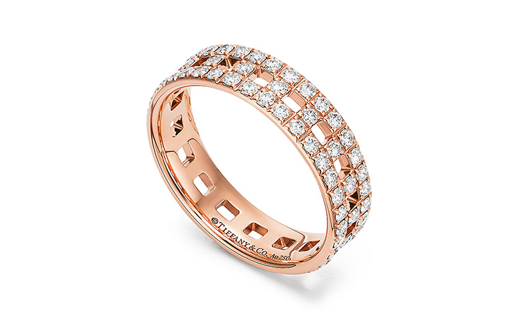 TIFFANY & CO. T Series True 18K Rose Gold Diamond Ring Unisex Couple Style GRP11130 圖 3