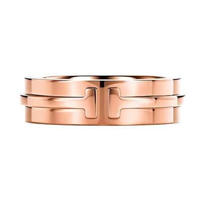 TIFFANY & CO. T Series Wide 5.5mm 18K Rose Gold Ring for Men. GRP09007