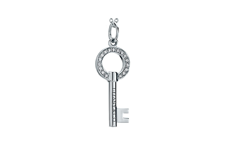Tiffany & Co. Tiffany 18K White Gold Modern Keys Round Hollow Key Pendant (No Chain) GRP10439