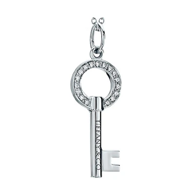 Tiffany & Co. Tiffany 18K White Gold Modern Keys Round Hollow Key Pendant (No Chain) GRP10439