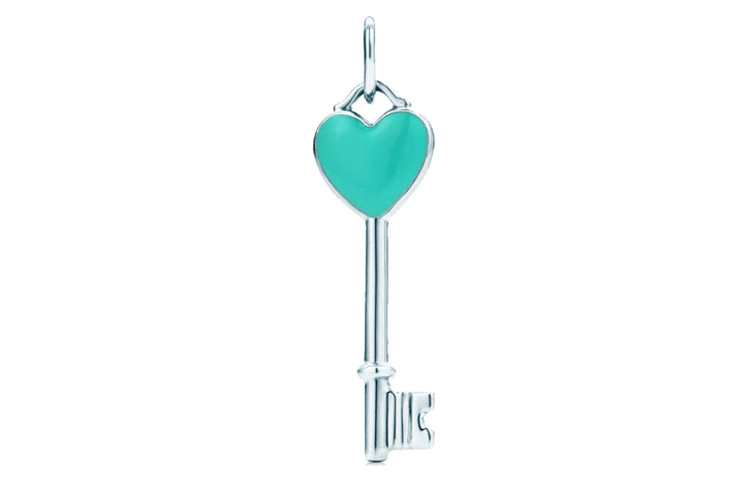 Tiffany & Co. Tiffany Keys Blue Enamel Heart Key Pendant Sterling Silver 925 Silver Necklace 24466841