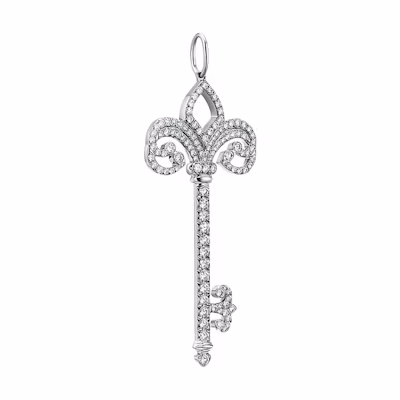 Tiffany & Co. Tiffany Keys Platinum Diamond Iris Flower Key Pendant Medium 60660042