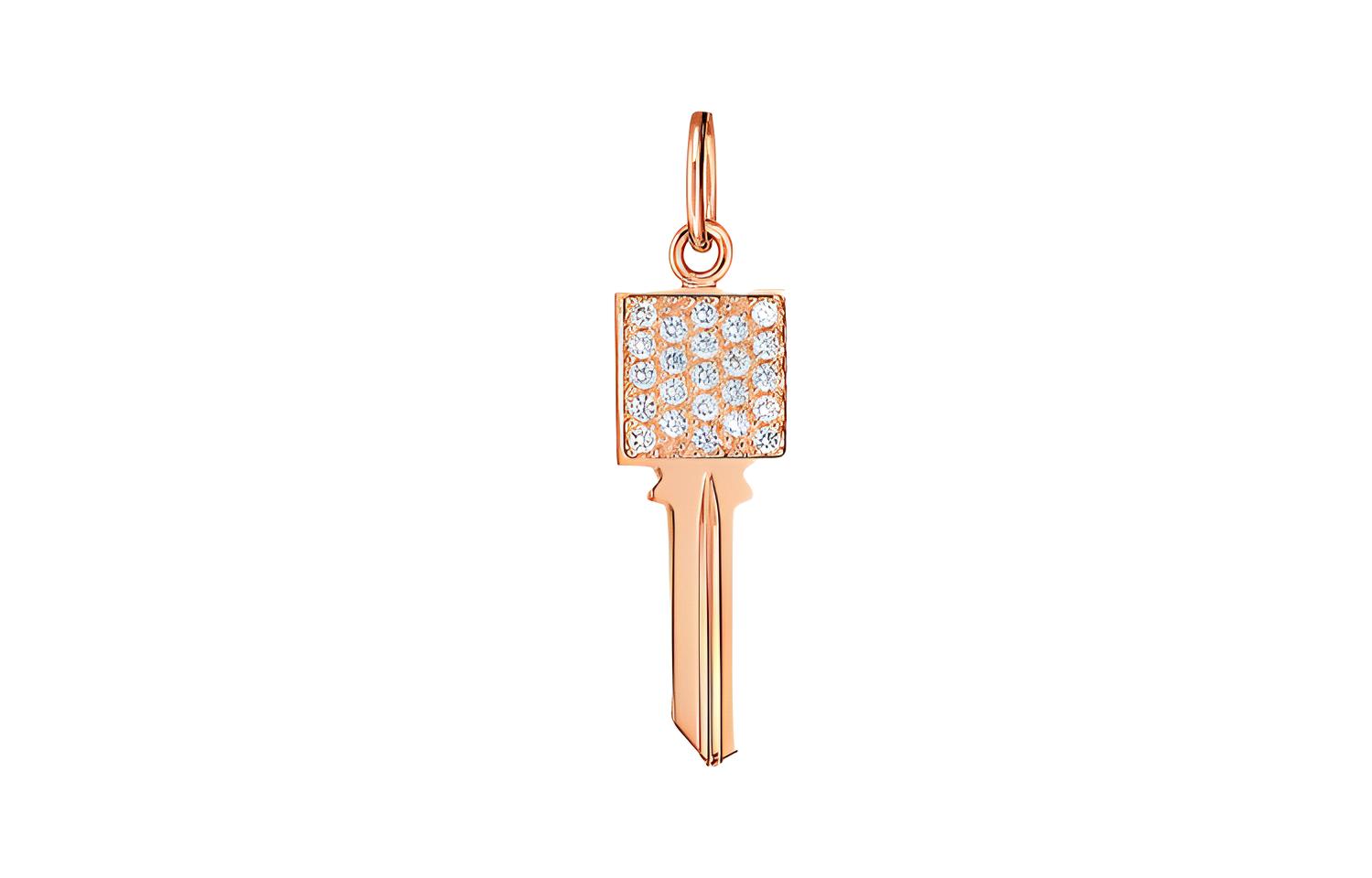 Tiffany & Co. Tiffany Keys Square Diamond Pendant Mini Rose Gold (No Chain). 62375965