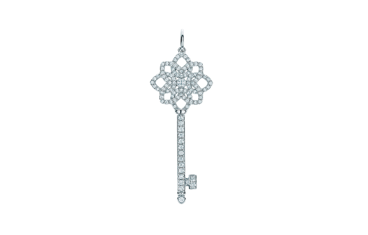 Tiffany & Co. Tiffany Keys Woven Diamond Key Pendant Platinum (No Chain) GRP08920