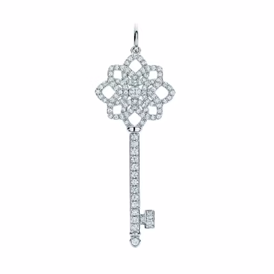 Tiffany & Co. Tiffany Keys Woven Diamond Key Pendant Platinum (No Chain) GRP08920