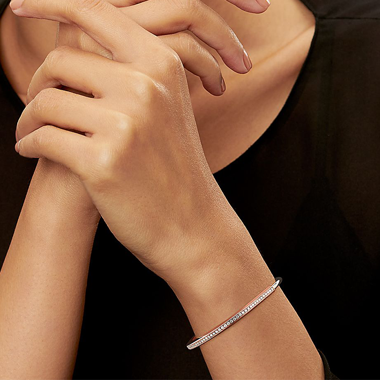 TIFFANY & CO. Tiffany Lock 18K Rose Gold Bracelet Unisex Couple Design 74362559 圖 6