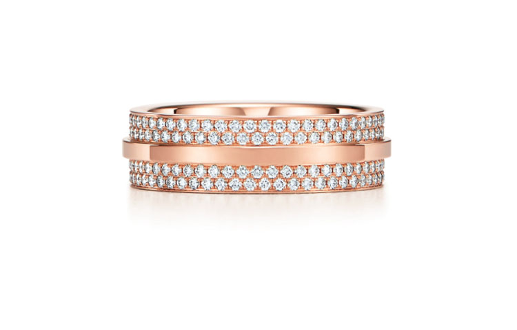 Tiffany & Co. Tiffany T Series Full Diamond Wide Ring Rose Gold Unisex Couple Design. GRP09011 圖 3