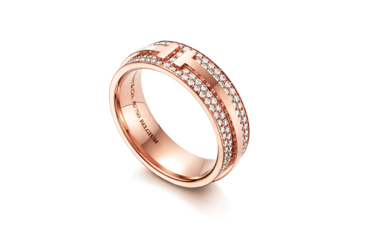 Tiffany & Co. Tiffany T Series Full Diamond Wide Ring Rose Gold Unisex Couple Design. GRP09011 圖 4