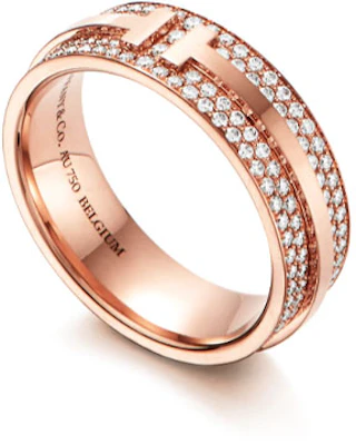 蒂芙尼T系列满钻宽戒指玫瑰金情侣款男女通用设计。 GRP09011 Shop 蒂芙尼T系列满钻宽戒指玫瑰金情侣款男女通用设计。 GRP09011