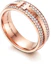 Shop 蒂芙尼T系列满钻宽戒指玫瑰金情侣款男女通用设计。 GRP09011