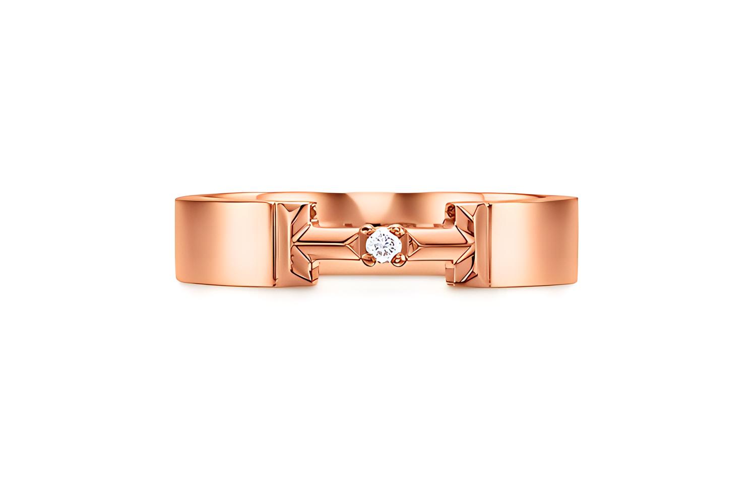 Tiffany & Co. Tiffany T Series True Diamond Rose Gold Ring 4mm Unisex GRP10775