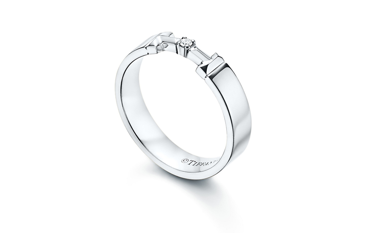 Tiffany & Co. Tiffany T Series True Sterling Silver Diamond Ring  4mm White Gold. GRP10808