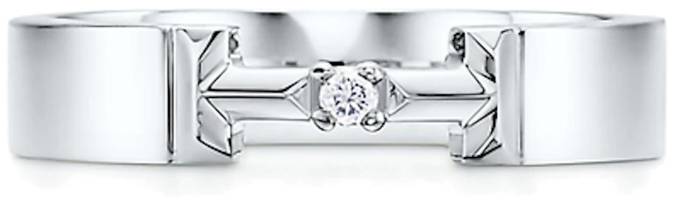 Cincin Emas Putih Tiffany & Co. Tiffany T Siri True Perak Sterling Berlian 4mm. GRP10808 Lookbook Cincin Emas Putih Tiffany & Co. Tiffany T Siri True Perak Sterling Berlian 4mm. GRP10808