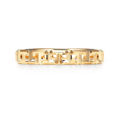 TIFFANY & CO. Tiffany T True 3.5mm Narrow 18K Gold Ring Unisex Couples Yellow GRP10581