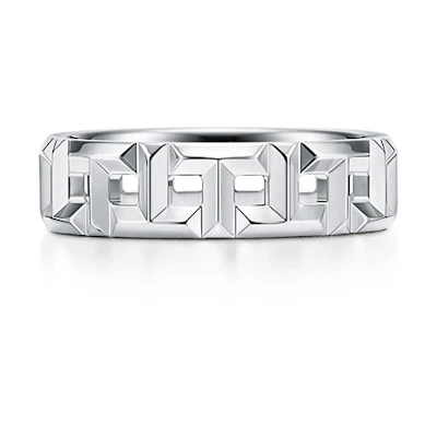 Tiffany & Co. Tiffany T True Wide Ring White Gold Unisex Couple Band Ring. GRP10611