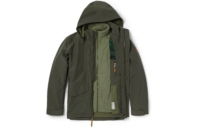 Timberland 3-in-1 Detachable Hood Logo Jacket Outdoor Army Green. A2FX3-A58