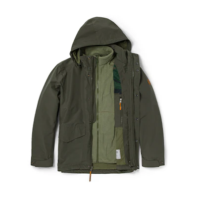 Timberland 3-in-1 Detachable Hood Logo Jacket Outdoor Army Green. A2FX3-A58