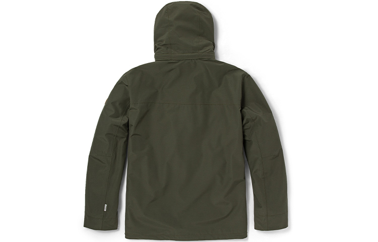 Lookbook Timberland 3-in-1 Jaket Hood Boleh Tanggal Logo Hijau Tentera Outdoor. A2FX3-A58