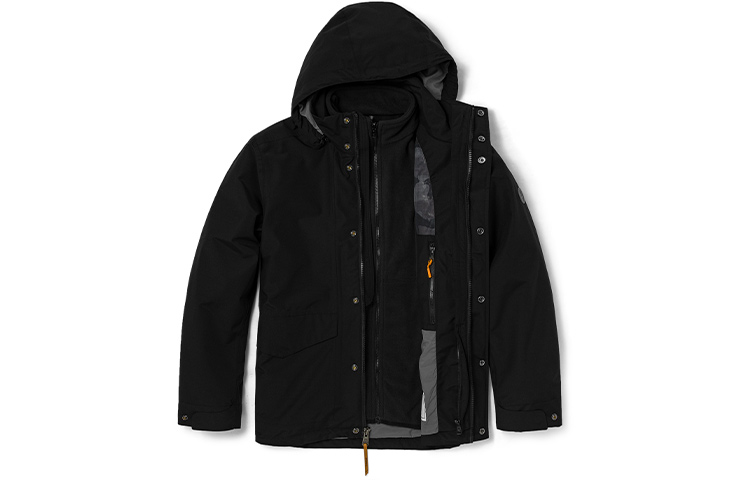 Timberland 3-in-1 Detachable Hoodie Logo Jacket Black Outdoor Wear A2FX3-001