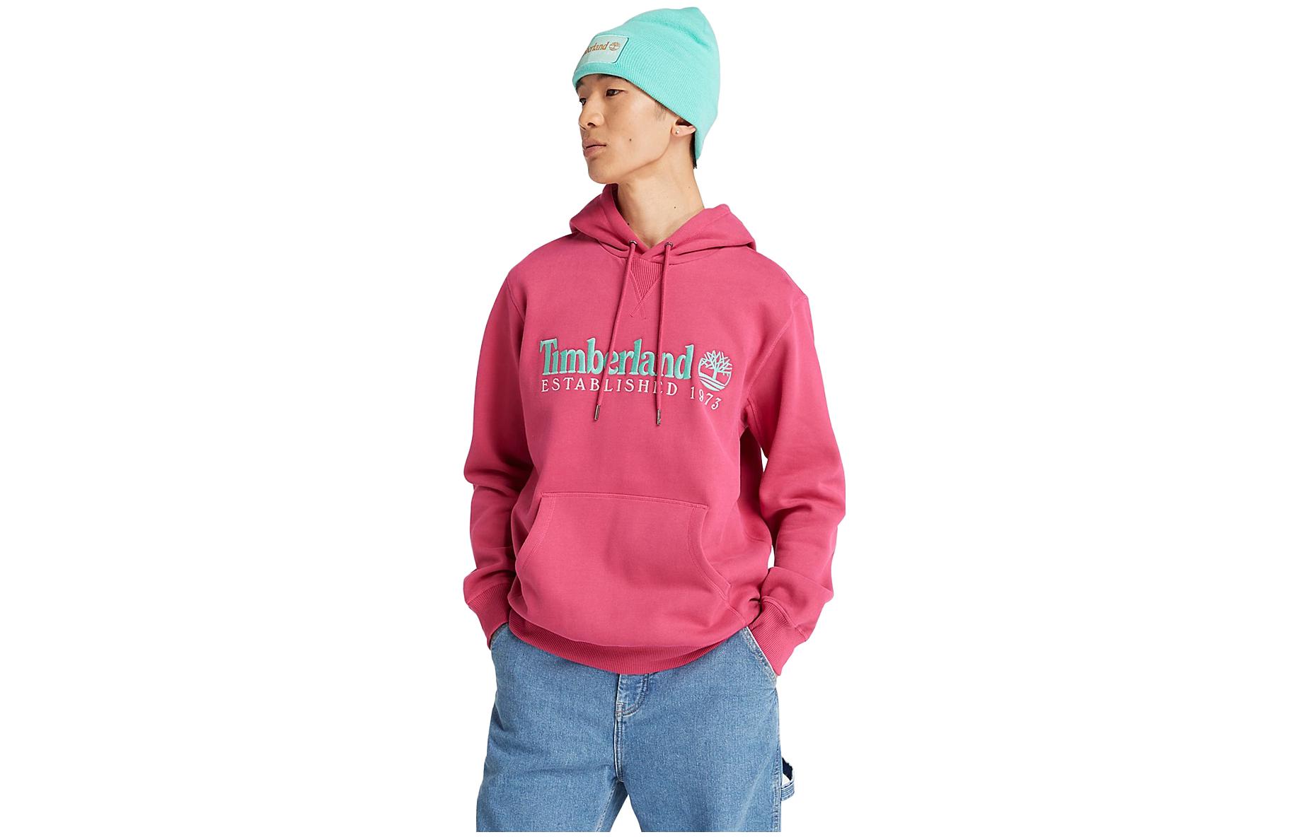 Timberland 50th Anniversary Pink Embroidered Logo Hoodie Unisex A6S5W-ED2