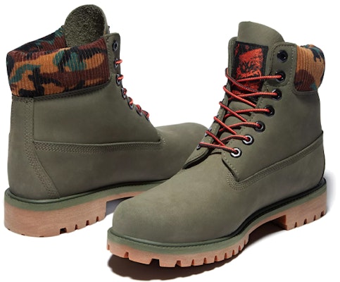 Timberland 6 Inch Premium Boot 'Dark Green Nubuck with Camouflage Collar' A2KC5A58 Purchase Timberland 6 Inch Premium Boot 'Dark Green Nubuck with Camouflage Collar' A2KC5A58