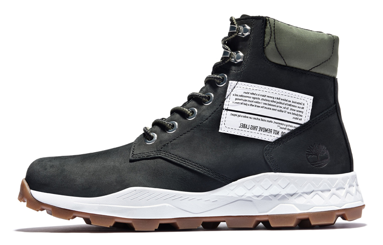 Timberland 6 Inch Brooklyn Side Zip Boots 'Black Nubuck with Green Padded Collar' A41Y6001