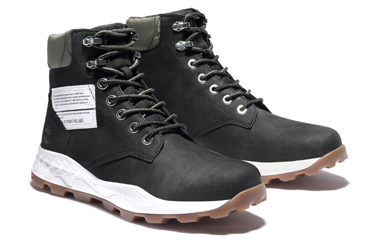 Lookbook Timberland 6 Inch Brooklyn Side Zip Boots 'Black Nubuck with Green Padded Collar' A41Y6001