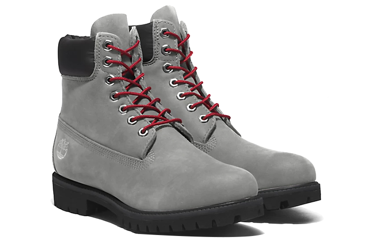 Shop 添柏岚经典6英寸靴'灰色翻皮配红色' A5S6ZD52