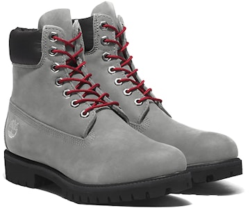 添柏岚经典6英寸靴'灰色翻皮配红色' A5S6ZD52 Shop 添柏岚经典6英寸靴'灰色翻皮配红色' A5S6ZD52