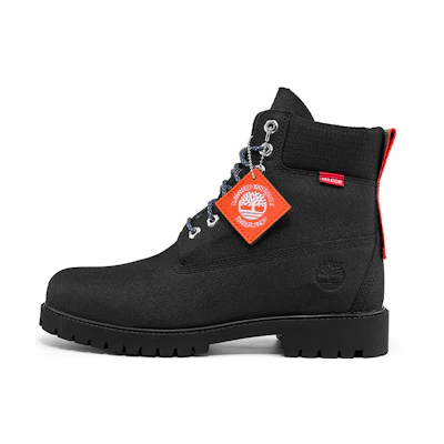 Timberland Heritage 6 Inch Waterproof Wide Fit Boots 'Black Helcor with Orange'