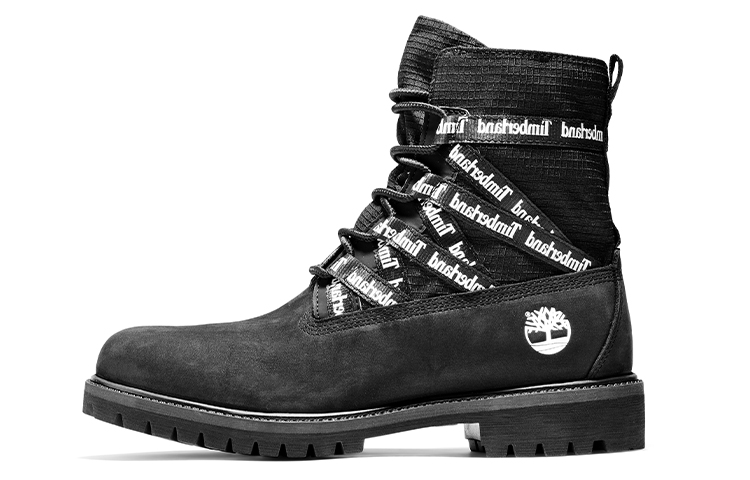 Timberland 6 Inch Premium Fabric and Leather Boots 'Black Logo Straps' A2DV4001