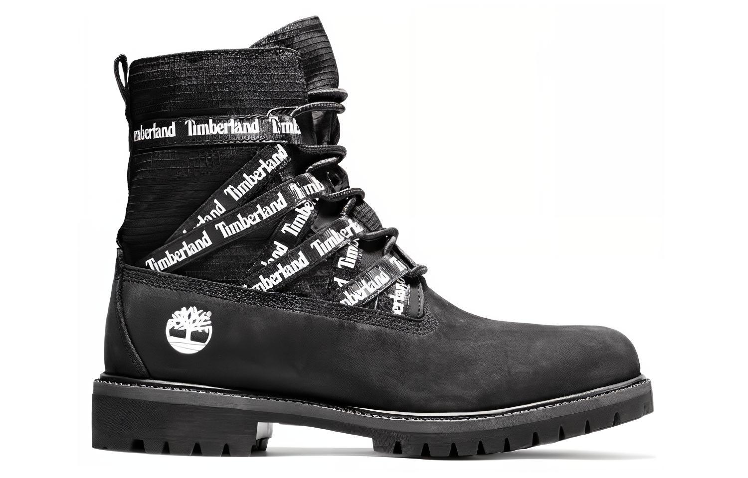 Order Timberland 6 Inch Premium Stoff und Leder Stiefel ''Schwarze Logo-Bänder'' A2DV4001