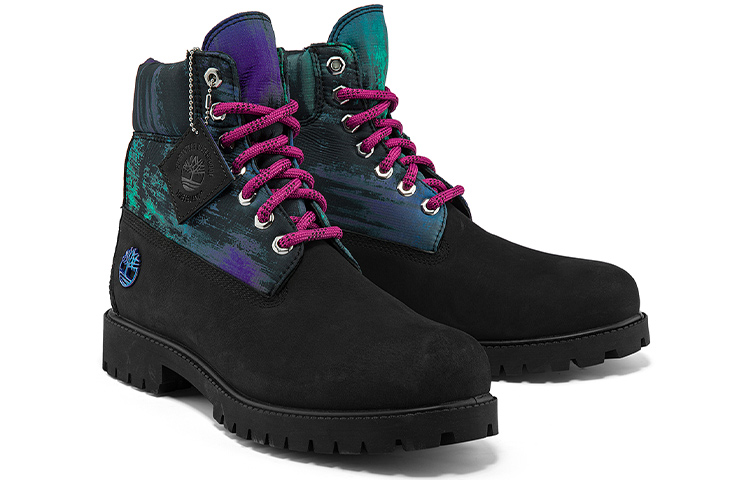 Shop Timberland Heritage NL Sky 6 Inch Waterproof Boots 'Black Nubuck with Print' A2M69001