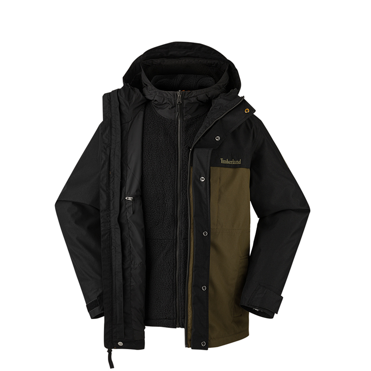 Timberland  3-in-1 Waterproof Windproof Fleece Jacket Black/Olive Green A696HDX8