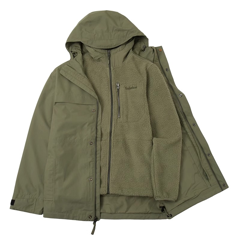 Timberland  Green 3-in-1 Windproof Fleece-Lined Jacket for Warmth A696H-590