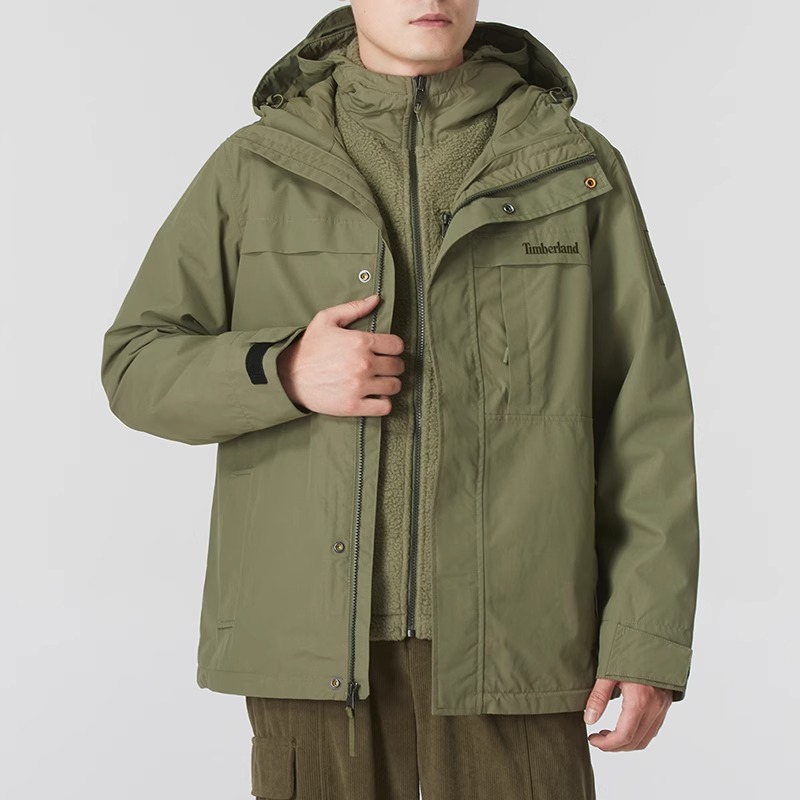 Lookbook Timberland  Green 3-in-1 Windproof Fleece-Lined Jacket for Warmth A696H-590