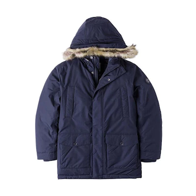Timberland Hooded Long Cotton Parka Jacket Deep Blue A1NEN433