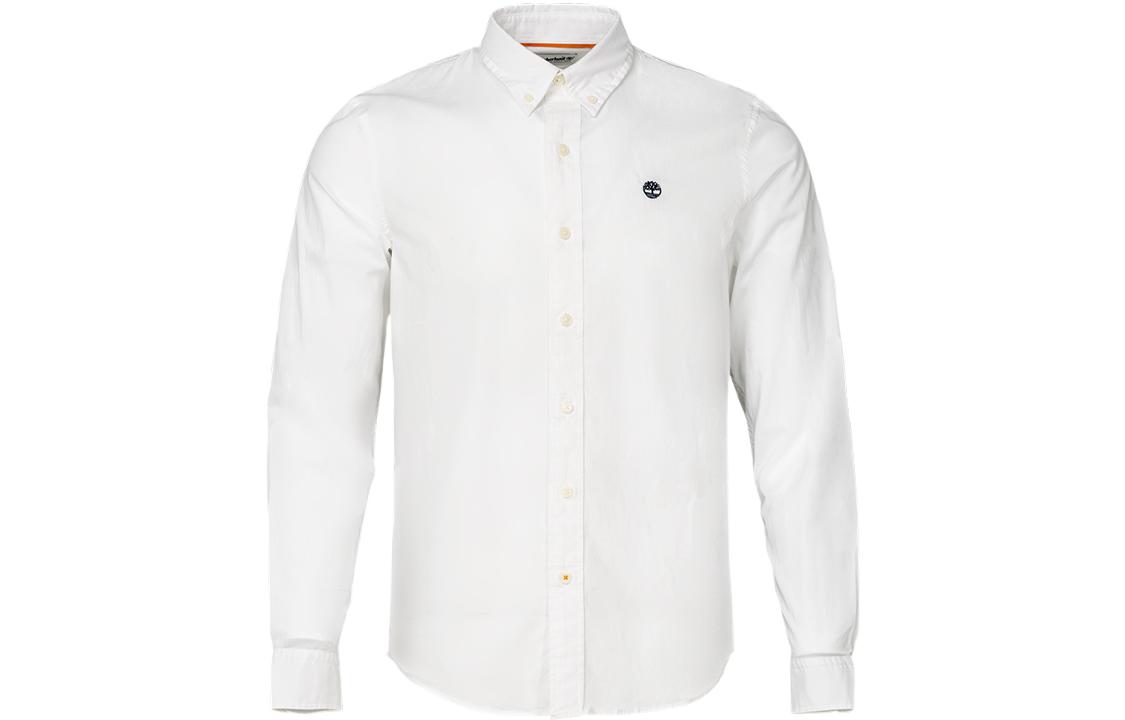 Timberland  Logo Print Long-Sleeve Shirt White - Stylish and Comfortable. A2ERT-100