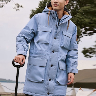 Timberland Storm Blue Colorblock Jaket Parka Tahan Air & Hangat. A4472-CA0 Details for Timberland Storm Blue Colorblock Jaket Parka Tahan Air & Hangat. A4472-CA0