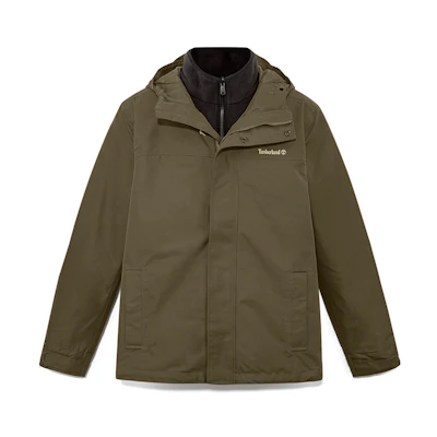 Timberland Waterproof 3-in-1 Outdoor Jacket with Fleece Liner Army Green A41S1A58