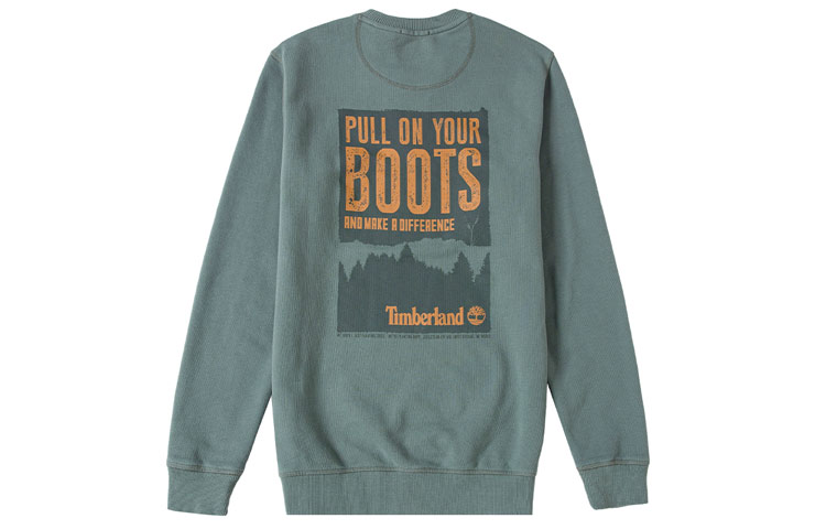 Timberland AF Boot Crew Neck Sweatshirt Green Casual Printed Pullover A699D-392