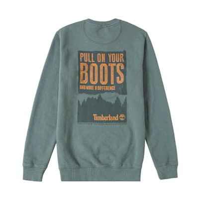 Timberland AF Boot Crew Neck Sweatshirt Green Casual Printed Pullover A699D-392