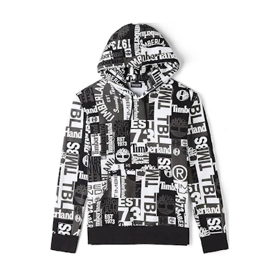 Timberland All-Over Print Hoodie Gray Pullover A1Z2F-W98
