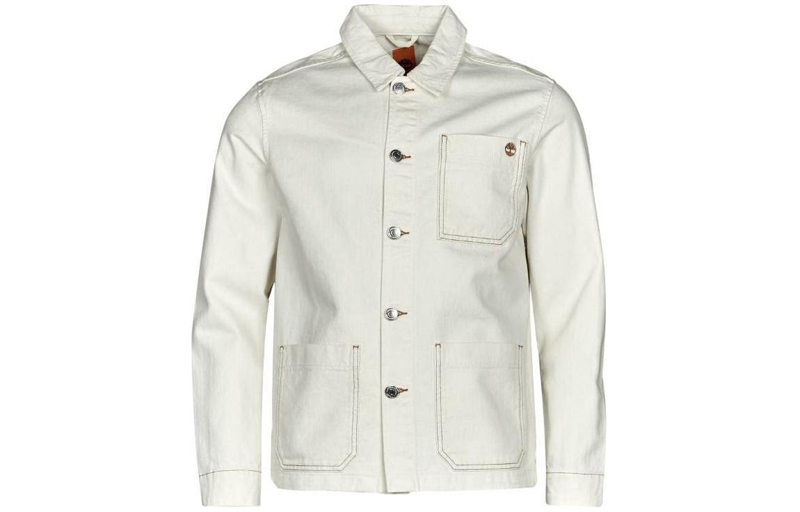 Timberland Beige Solid Color Long-Sleeve Jacket with Turn-Down Collar TB0A66AN-CR3
