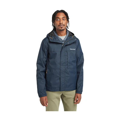 Timberland BENTON Waterproof Hooded Jacket Navy Blue Logo Design A5XRS-433