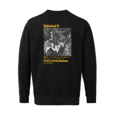 Timberland Black Crewneck Sweatshirt with Back Letter Print Unisex A6A3W-001